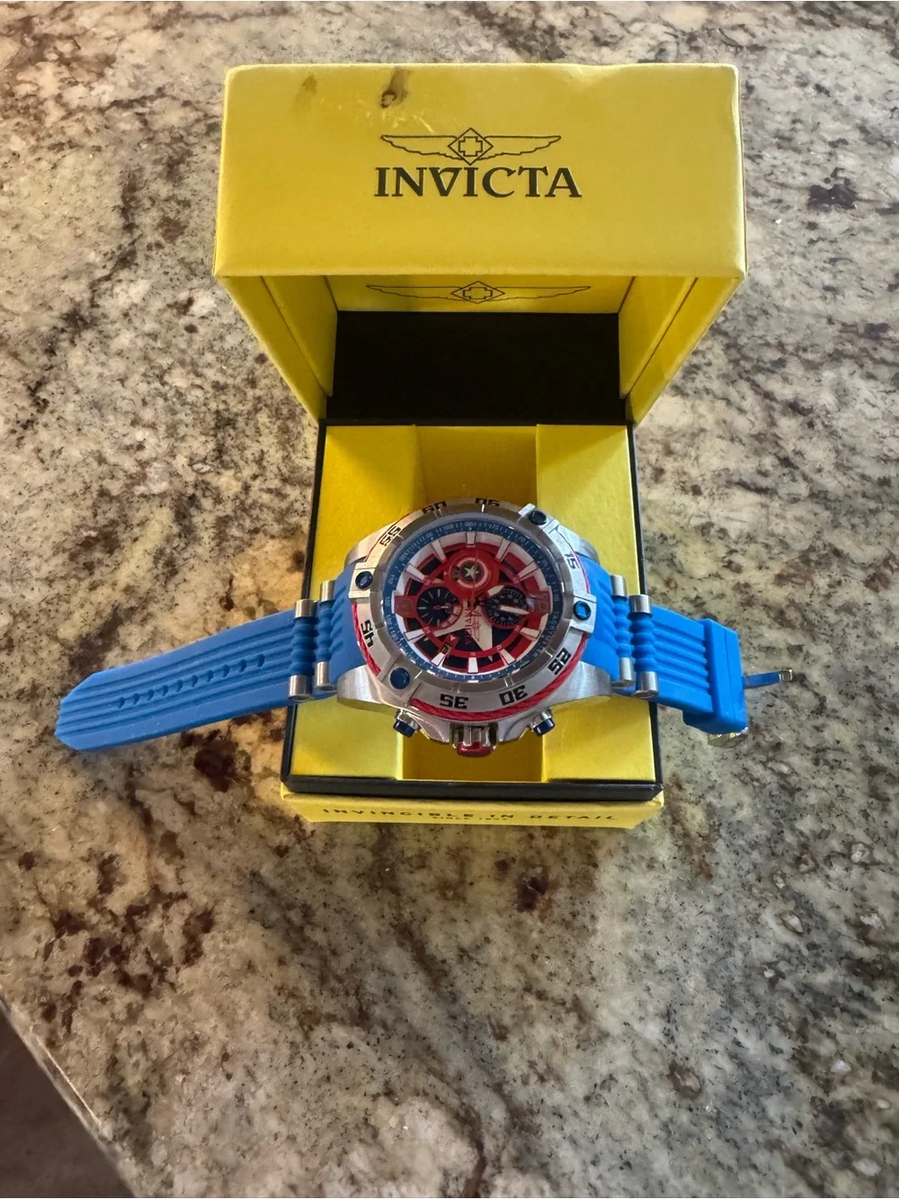Invicta Blue and Red Men's Sport Watch with Silver Case